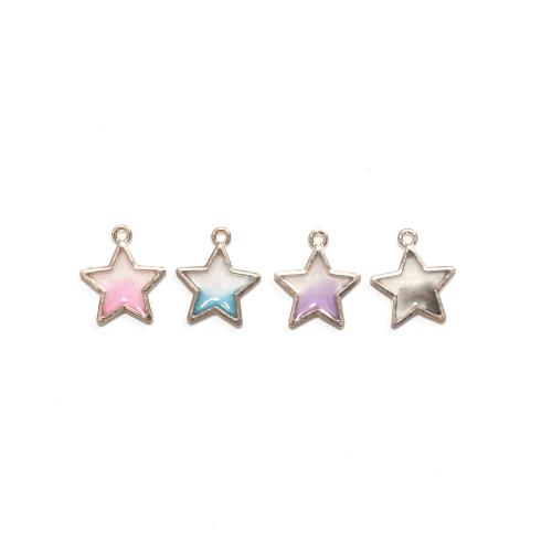 Zinc Alloy Enamel Pendants, Star, gold color plated, DIY 