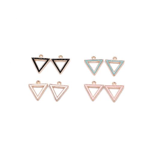 Zinc Alloy Enamel Pendants, Triangle, gold color plated, DIY 