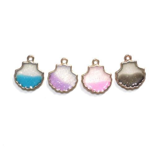 Zinc Alloy Enamel Pendants, Shell, gold color plated, DIY 