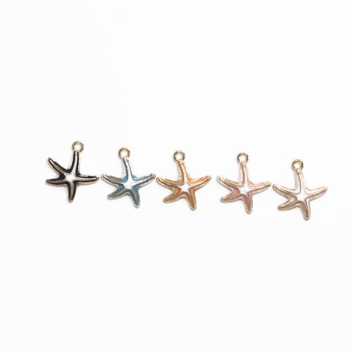 Zinc Alloy Enamel Pendants, Starfish, gold color plated, DIY 