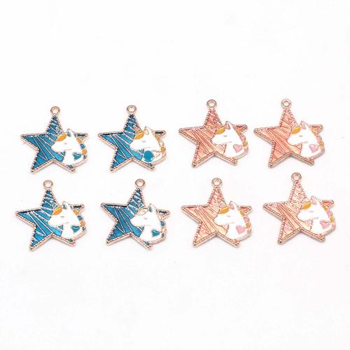 Zinc Alloy Enamel Pendants, Star, gold color plated, DIY 