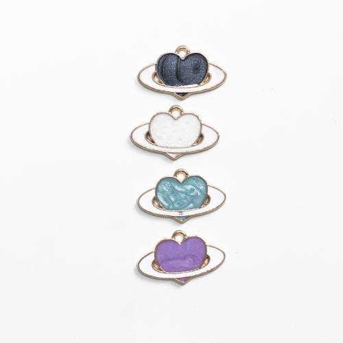 Zinc Alloy Enamel Pendants, Heart, gold color plated, DIY 