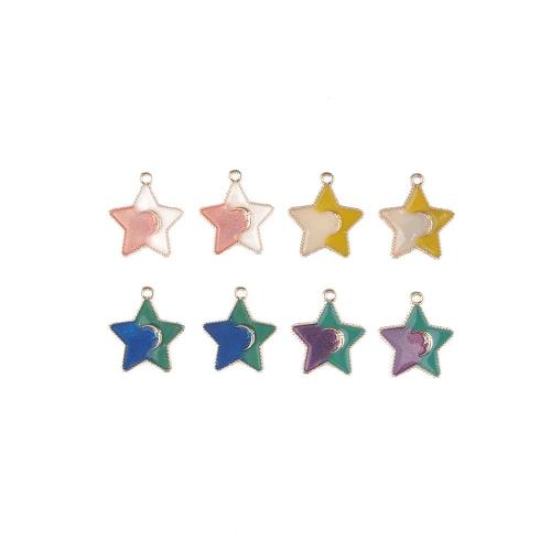 Zinc Alloy Enamel Pendants, Star, gold color plated, DIY 