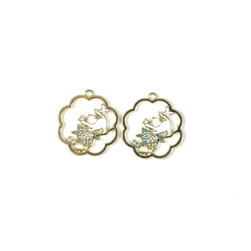 Zinc Alloy Enamel Pendants, gold color plated, DIY 