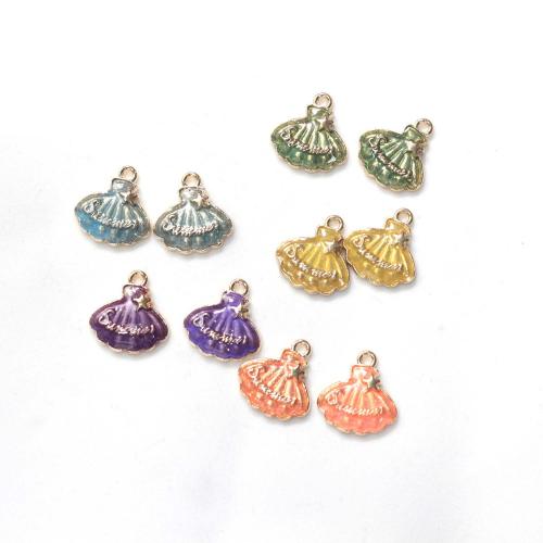 Zinc Alloy Enamel Pendants, Shell, gold color plated, DIY 