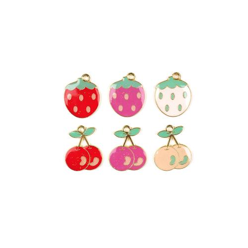 Zinc Alloy Enamel Pendants, Fruit, gold color plated, DIY 