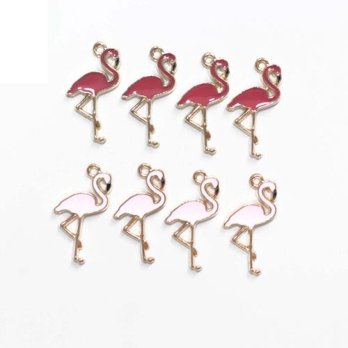 Zinc Alloy Enamel Pendants, Bird, gold color plated, DIY 