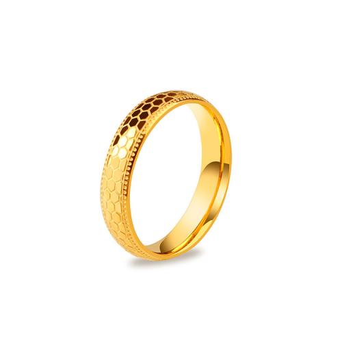 Anillo de dedo de acero Titanium de, Partículas de acero, chapado en color dorado, Joyería & diverso tamaño para la opción, dorado, Vendido por UD