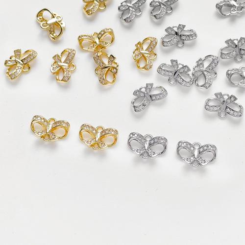 Cubic Zirconia Micro Pave Brass Connector, Bowknot, plated, DIY & micro pave cubic zirconia 