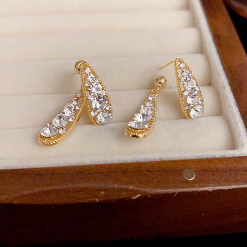 Cubic Zirconia Micro Pave Brass Earring, real gold plated, micro pave cubic zirconia & for woman, gold 