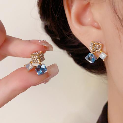 Cubic Zirconia Micro Pave Brass Earring, with Crystal, real gold plated, micro pave cubic zirconia & for woman, gold 