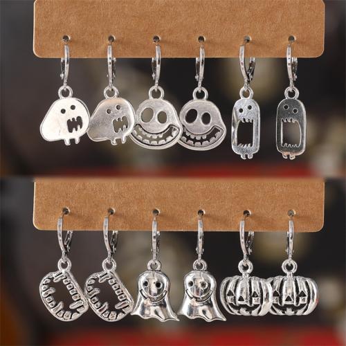 Zinc Alloy Drop Earring, plated, Unisex & Halloween Jewelry Gift silver color 