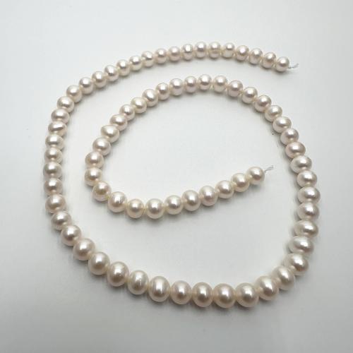 Natural Freshwater Pearl Loose Beads, Slightly Round, DIY, white, 5-6mm Approx 37 cm 