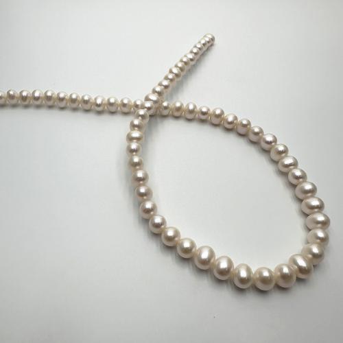 Natural Freshwater Pearl Loose Beads, Slightly Round, DIY, white, 6-7mm Approx 37 cm 