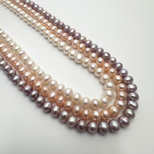 Natural Freshwater Pearl Loose Beads, Flat Round, DIY 7-8mm Approx 37 cm 