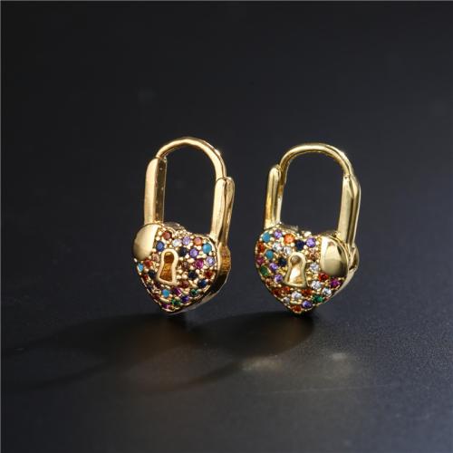 Cubic Zirconia Micro Pave Brass Earring, fashion jewelry & micro pave cubic zirconia & for woman 