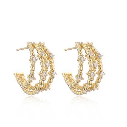 Cubic Zirconia Micro Pave Brass Earring, fashion jewelry & micro pave cubic zirconia & for woman 