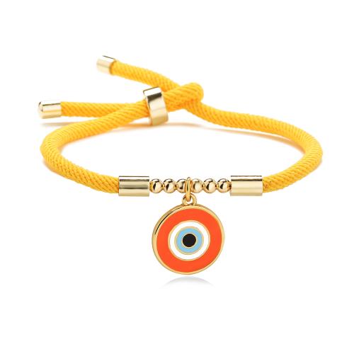 Evil Eye Jewelry Bracelet, Brass, with Cotton Cord, Length Adjustable & fashion jewelry & for woman & enamel Approx 18 cm [