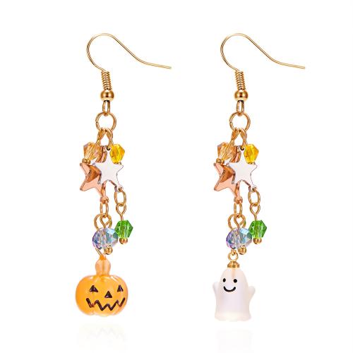 aleación de zinc Pendientes asimétricos, con Cristal & resina, Diseño de Halloween & Joyería & diferentes estilos para la opción & para mujer, Vendido por Par