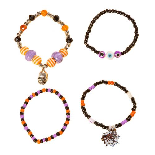 aleación de zinc Pulsera, con Seedbead, Diseño de Halloween & Joyería & diferentes estilos para la opción & para mujer, Vendido por Set