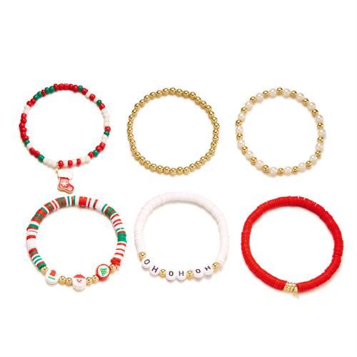 Polymer Ton Armband-Set, Weihnachts-Design & Modeschmuck & verschiedene Stile für Wahl & für Frau, verkauft von setzen