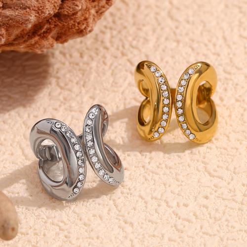 Rhinestone Stainless Steel Finger Ring, 304 Stainless Steel, fashion jewelry & for woman & with rhinestone 