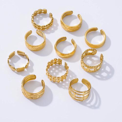 Edelstahl Fingerring, 304 Edelstahl, Modeschmuck & unisex & verschiedene Stile für Wahl, goldfarben, verkauft von PC