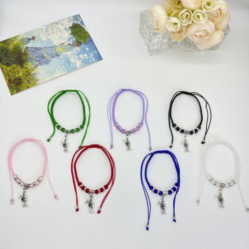 Moda pulseras de la aleación de Zinc, Polipropileno Nylon, con Cristal & aleación de zinc, hecho a mano, Ajustable & Joyería & unisexo, más colores para la opción, longitud:aproximado 18-26 cm, Vendido por UD