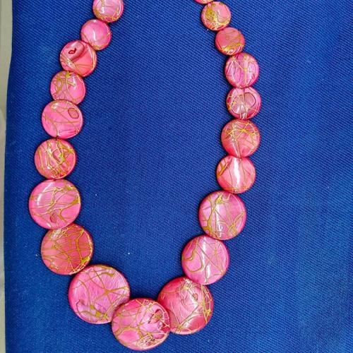 Shell Necklace, Flat Round, fashion jewelry & for woman, pink mm Approx 40 cm 