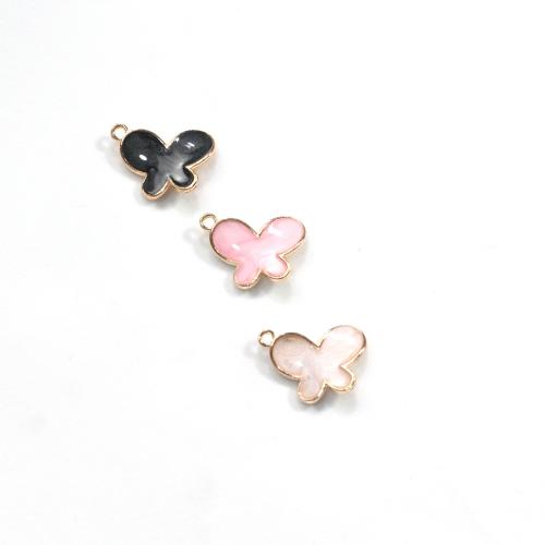 Zinc Alloy Enamel Pendants, Butterfly, gold color plated, DIY 