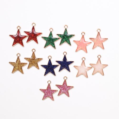 Zinc Alloy Enamel Pendants, Star, gold color plated, DIY 