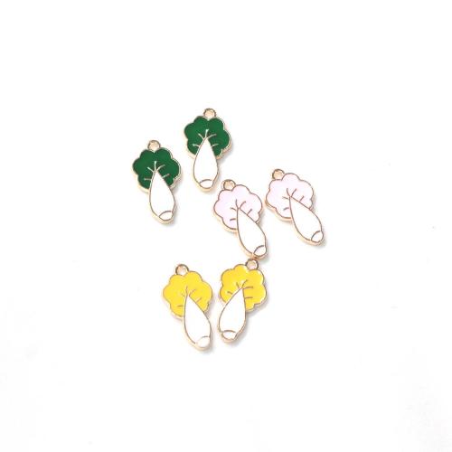 Zinc Alloy Enamel Pendants, Cabbage, gold color plated, DIY 