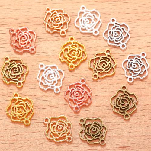 Flower Zinc Alloy Connector, Rose, plated, DIY & 1/1 loop 