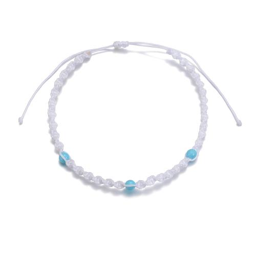 Fashion Jewelry Anklet, corde en nylon, avec résine, bijoux de mode, blanc, Vendu par PC