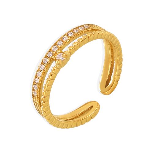 Titanium Steel Finger Ring, with Cubic Zirconia, 18K gold plated, Double Layer & fashion jewelry & for woman 