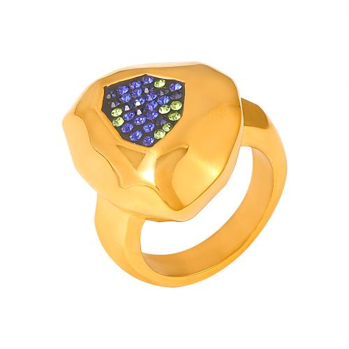 Anillo de dedo de acero Titanium de, Partículas de acero, chapado, diverso tamaño para la opción & para mujer & con diamantes de imitación, más colores para la opción, Vendido por UD