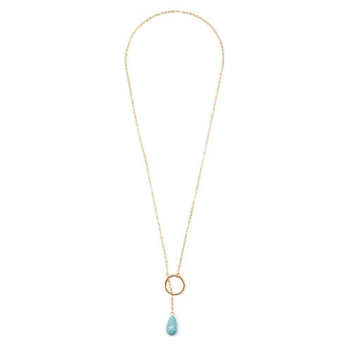 Turquoise Zinc Alloy Necklace, with turquoise, plated, fashion jewelry & for woman [