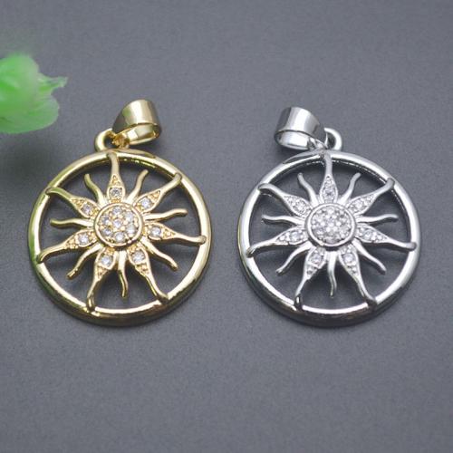 キュービックジルコニアマイクロパヴェブラスペンダント, 銅, メッキ, DIY & マイクロパヴェジルコニア, 無色, 18mm, 売り手 パソコン