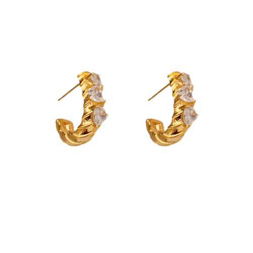 Cubic Zirconia Micro Pave Brass Earring, real gold plated, micro pave cubic zirconia & for woman 