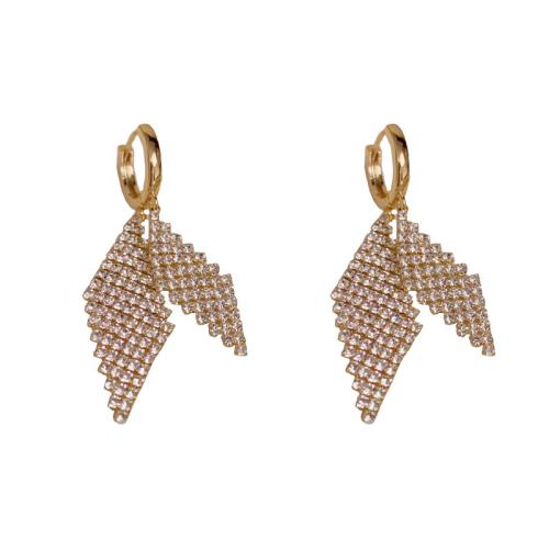 Cubic Zirconia Micro Pave Brass Earring, real gold plated, micro pave cubic zirconia & for woman 