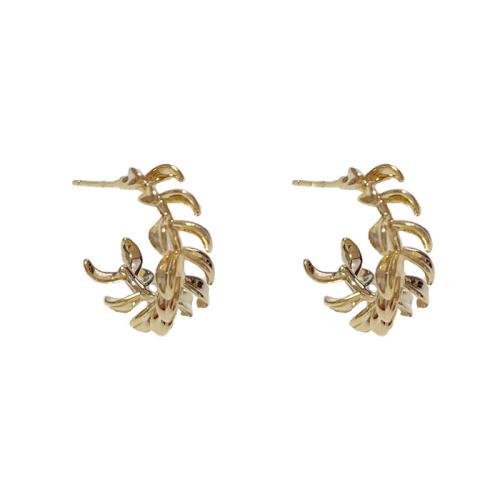 Brass Stud Earring, real gold plated, for woman, gold 