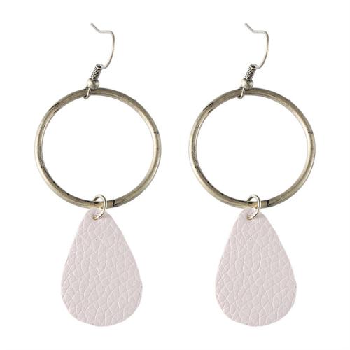 Zinc Alloy Drop Earring, with PU Leather, plated & for woman 