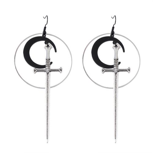 Zinc Alloy Drop Earring, plated, for woman, silver color 