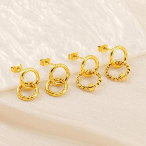 Stainless Steel Drop Earring, 304 Stainless Steel, 18K gold plated, fashion jewelry & for woman, golden 