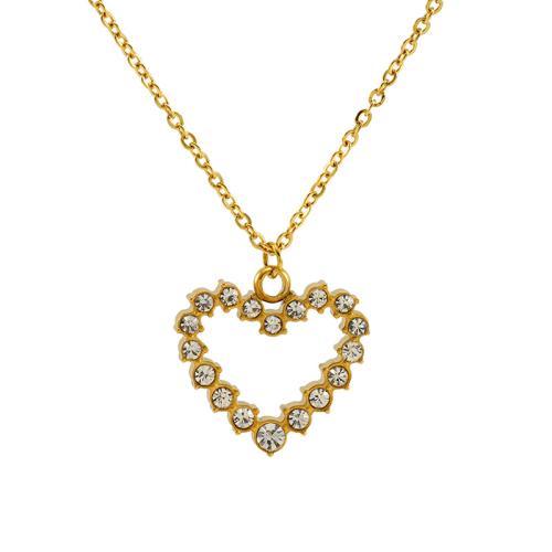 Stainless Steel Jewelry Necklace, 304 Stainless Steel, 18K gold plated, fashion jewelry & for woman & with rhinestone, golden Approx 45 cm 