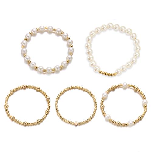 Plastic Pearl Bracelets, Zinc Alloy, with Plastic Pearl, fashion jewelry & for woman [