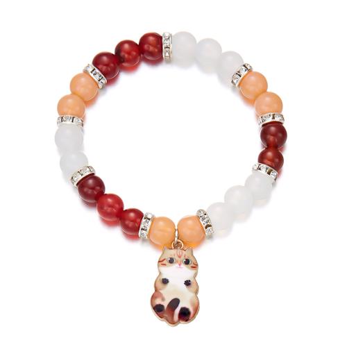 Glass Pearl Zinc Alloy Bracelets, Glass Beads, with Zinc Alloy & Acrylic, fashion jewelry & Unisex Approx 18 cm 