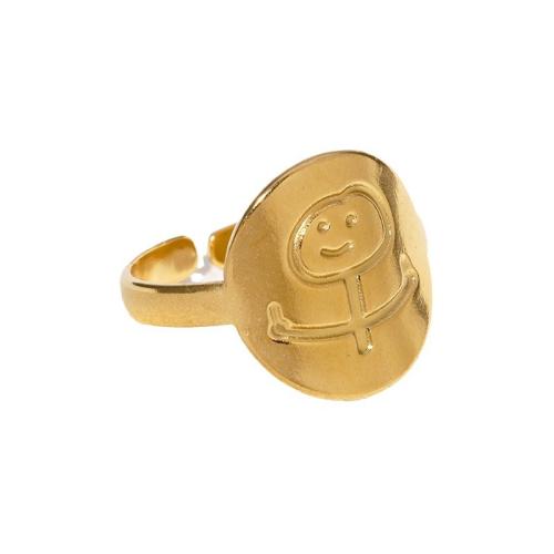 Edelstahl Fingerring, 304 Edelstahl, 18K vergoldet, Modeschmuck & für Frau, goldfarben, verkauft von PC