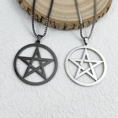 Stainless Steel Jewelry Necklace, 304 Stainless Steel, with 5cm extender chain, pentagram, fashion jewelry & Unisex Approx 45 cm 