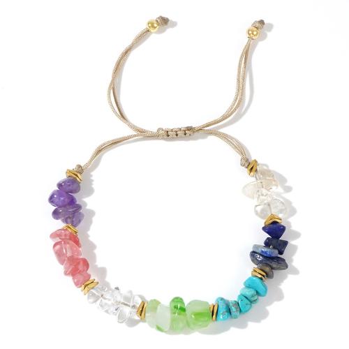 Bracelets en pierres précieuses, pierre gemme, avec Cordon de noeud, fait à la main, Réglable & bijoux de mode & pour femme, multicolore Environ 28 cm, Vendu par PC